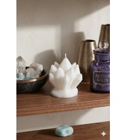 Buz Kristali 3'lü Mum - Mumelia Candles Doğal Soya, El Yapımı, Dekoratif - Beyaz