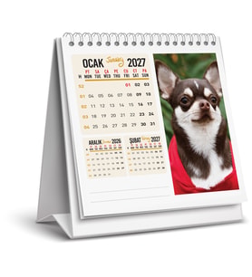 2027 MASA TAKVİMİ KÖPEK-16X15 CM-SERT TAŞIYICILI-SPİRALLİ