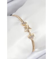 Pirinç Zirkon Taşlı Yıldız Model Gold Renk Kadın Bileklik - TJ-BB7903