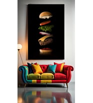 KARIŞIK BURGER V1 Ev Duvar Salon Güzellik Salonu Ofis Dükkan Dekarasyon Kanvas Tablo (Çok Renkli)