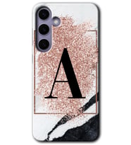 Galaxy S24 Plus Kılıf HD Desen Baskılı Kılıf - Pembe Mermer Desenli A Harfi