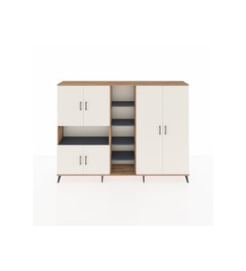 Arges Dolap 13 Raflı 6 Kapaklı 220x30x163 Çam-Aytaşı/Antrasit