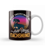 Old Man With Dachshund Wiener Sausage Kupa Bardak Porselen