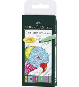 Faber-Castell Pitt Çizim Kalemi Fırça Uç "Pastel Renkler" 6'lı Poşet, 6 Renk