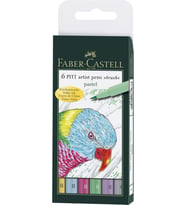 Faber-Castell Pitt Çizim Kalemi Fırça Uç "Pastel Renkler" 6'lı Poşet, 6 Renk