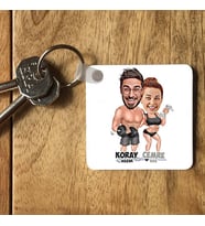 Kişiye Özel Sporcu Çiftler Karikatürlü Anahtarlık