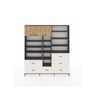 Arges Dolap 17 Raflı 6 Çekmeceli 3 Kapaklı 220x30x243 Antrasit-Çam/Aytaşı