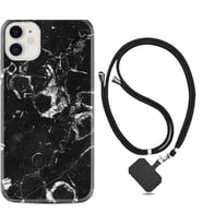 Apple iPhone 11 12 13 Mini Kılıf Boyun Askılı Silikon Black Hole Marble 1387