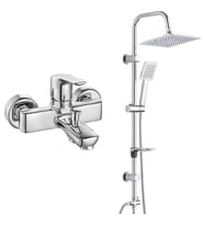 ECA Luna Banyo Bataryası+T-MAY Banyo Çam Kare Tepe Duş Takımı Seti Paslanmaz Kro (Krom)