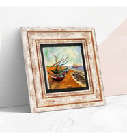 Van Gogh Balıkçı Tekneleri Taş Duvar Tablosu - Çerçeveli Taş Tablo - Dekoratif Duvar Sanatı - Modern Ev ve Ofis Duvar Dekoru T1-277
