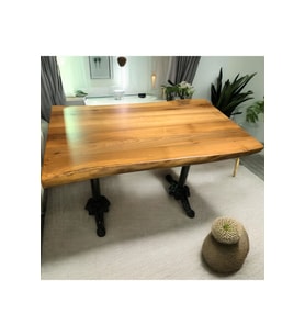 CAFE MASA Ahşap Kütük Masa ASLAN AYAK 200x100