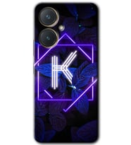 Vivo Y27 Kılıf HD Desen Baskılı Kılıf - Dark Neon Yaprak K Harfi