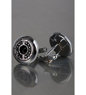 Gümüş Renk Füme Taşlı Kol Düğmesi KD1218