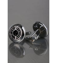 Gümüş Renk Füme Taşlı Kol Düğmesi KD1218