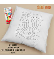 Sihirli Yastık Seti Sevimli Denizanası Balıklar Temalı Yıkanabilen Aktivite Yastık