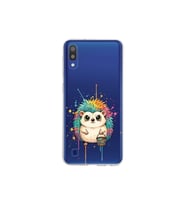 Samsung Galaxy M10 ile Uyumlu Splash Kirpi Tasarımlı Şeffaf Silikon Kılıf