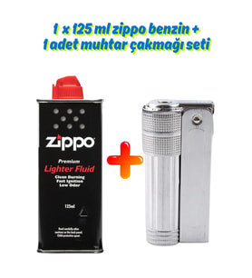 Silvio Monetti Orijinal Avusturya Yapımı Benzinli Muhtar Çakmağı ve 125 ml Zippo Benzin