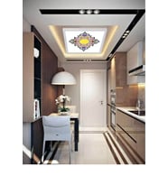 60x60 Ledli, Karom Desenli Baskılı Avize, Yeni Nesil Hd Avzie, 54w-beyaz Işık