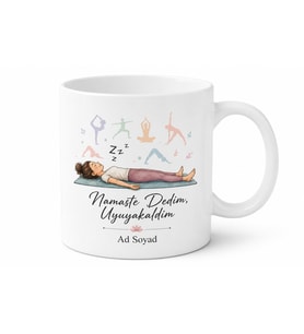 Yoga Matında Uyuyakalanlara Namaste Ve Esneme Temalı Meditasyon Seramik Kupa Hediye