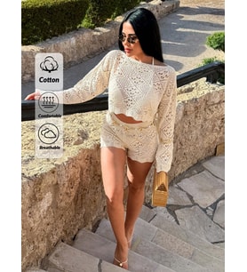 Angelweave Tığ İşi Plaj Örtüsü Seti - Romantik Stil, Cilveli, Şık, Yumuşak Güç, Klasik Estetik, Yaz, Sade Lüks, Bale Tarzı, Kır Evi Tarzı, Sahil Rüyası, Tatil Modası, El Yapımı Zarafet, Temiz Kız Havası, Akdeniz Işıltısı,