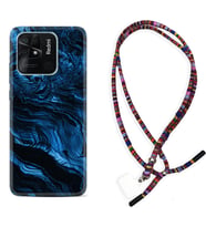 Xiaomi Redmi Note 7 8 9 Pro 10 2022 10 Pro 10S Kılıf Boyun Asklı Rasta Silikon Blue MArble 1379