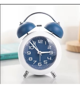 Güçlü Uyandırma Çalar Saat Minimalist Yaratıcı Öğrenci Çocuk Mekanik Metal Çan Dilsiz Gece Lambası (Mavi)