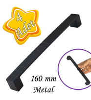 4 Adet Bihter Desenli Kulp 160 mm Siyah Mutfak Kulpu Çekmece Dolap Kapak Kulbu Metal  Mobilya Dolabı