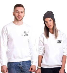 Tshirthane Nasa Jüpiter Roket Sevgili Kombinleri Sweatshirt Kombini (Tek Ürün Fiyatıdır.)