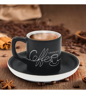 BK Gift Kişiye Özel Coffe Tasarımlı Siyah Renk Türk Kahvesi Fincanı-3, Arkadaşa Hediye, Sevgiliye Hediye, Yıl Dönümü Hediyesi