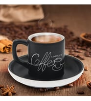 BK Gift Kişiye Özel Coffe Tasarımlı Siyah Renk Türk Kahvesi Fincanı-3, Arkadaşa Hediye, Sevgiliye Hediye, Yıl Dönümü Hediyesi