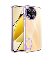 Realme 11 4G Kılıf Kamera Korumalı Logo Gösteren Şeffaf Kapak (Lila)