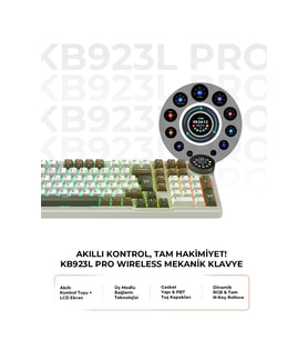 Gamenote KB923L Pro Wireless Tri-Mode Kablosuz Mekanik RGB Oyuncu Klavyesi – LCD Ekranlı