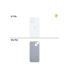 iPhone 15 Beyaz Renk Arka Kapak Arka Cam Batarya Kapağı Lazer Kesim Kapak Pil Kapağı