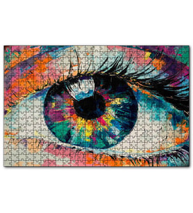 Cakapuzzle Modern Sanat Renli Boyama Kadın Gözü  Puzzle Yapboz MDF (Ahşap) (120 Parça)
