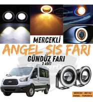 Ford Transit Tüm Modeller Uyumlu Mercekli Angel Sis Farı Metal 76 mm Turuncu Halkalı Gündüz Farı