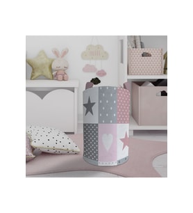 MEKTA HOME BEBEK VE ÇOCUK ODASI Soft Yıldız ve Kalp Desenli Oyuncak Sepeti