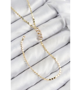 Pirinç Zirkon Taşlı Ezme Zincirli Model Gold Renk Y Kolye 5886 - LOHO1442-3507