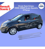 Renault Scenic 2 Krom Cam Çıtası 4 Parça 2003-2009 Arası P.Çelik
