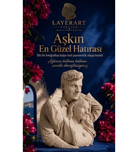 layerart Kişiye Özel Parametrik Sevgili Büstü 25cm – Katmanlı Parametrik Modern Büst