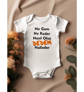 Dedem Halleder Yazılı Bebek Zıbın (Beyaz)