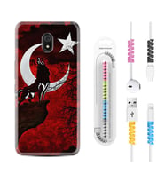 Xiaomi Redmi 8A 8 Pro 9C 9T 10C 11T Pro Kılıf Kablo Koruma Spiral Silikon Wolf and Moon 2 1381