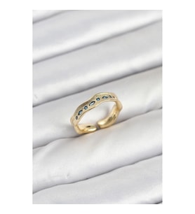 Mey İthalat® Pirinç Gold Renk Zirkon Taşlı Vintage Kadın Yüzük