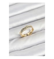 Mey İthalat® Pirinç Gold Renk Zirkon Taşlı Vintage Kadın Yüzük