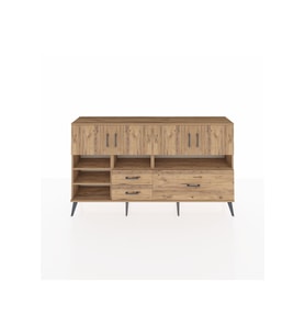 Arges Konsol 8 Raflı 3 Çekmeceli 4 Kapaklı 176x30x99 Çam-Çam