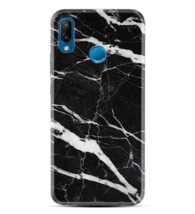 Huawei P20 Lite Mate 10 20 Lite Pro P40 Lite KılıfDesemli Silikon Siyah Şerit Mermer 1318