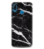 Huawei P20 Lite Mate 10 20 Lite Pro P40 Lite KılıfDesemli Silikon Siyah Şerit Mermer 1318