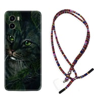 Vivo Y15S Y32 Y33S Y51 Y53S Kılıf Boyun Asklı Rasta Silikon Flowers Cat 1345