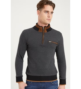 Dewberry Erkek Pamuklu Sweatshirt Antrasit 1039 Günlük Üst Giyim, Hafta Sonu Kombini, Seyahat Gardırobu