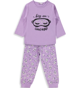 Civil Girls Çiçek Desenli 2-5 Yaş Pijama Takımı - Lila