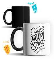 Kişiye Özel Best Mum Ever Sihirli Kupa Bardak (Siyah - Beyaz)